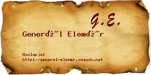 Generál Elemér névjegykártya